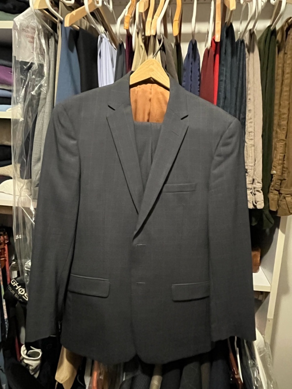 Jos. A. Bank Dark Charcoal Window Pane Men's Two-Button Suit